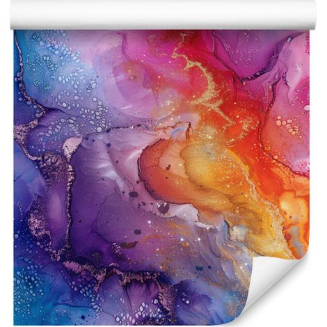 Papel pintado morado tinta con fondo azul para salón y dormitorio, 50x1000 cm. (1/5)