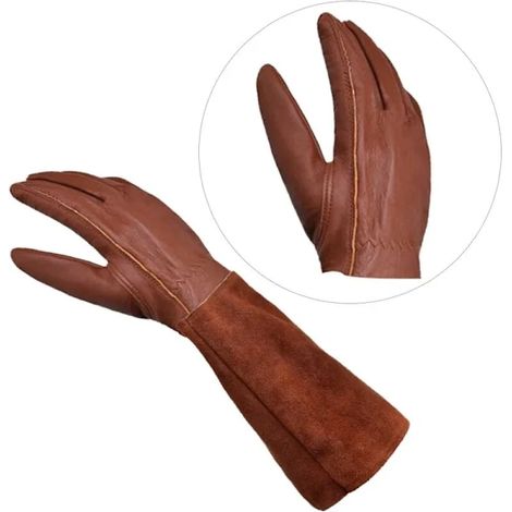 Filiyano-Gants roses, gants de jardinage pour femmes, gants de travail longs avec protection anti-perforation pour le jardinage, marron M (1/3)