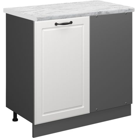 Armario de esquina R-Line, Blanco casa de campo, 86 cm ET Mármol, Vicco