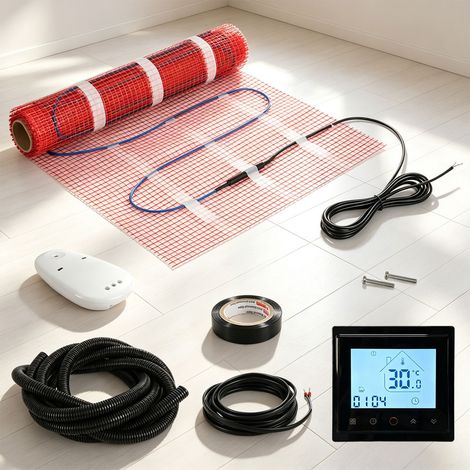 TolleTour Suelo radiante eléctrico 4 m² 150 W/m², manta calefactora 0,5×8 m con termostato WiFi (1/5)