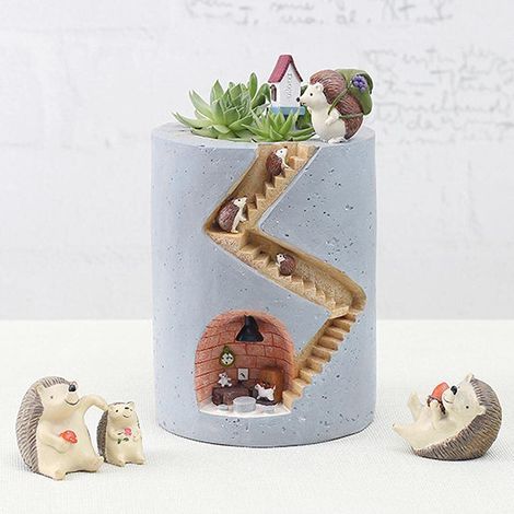 Pot de Fleurs Décoratif en Résine pour Animaux, Joli Pot de Plantes Succulentes, Culture Hydroponique et du Sol, Idéal pour Les Amoureux des Plantes, Conception de Contes (Pot de (1/4)