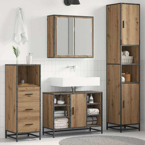 vidaXL Badezimmermöbel-Set 3 Stk. Artisan-Eiche 80 x 33 x 60 cm (1/5)