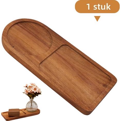 1 pieza - Bandeja para té - Dispensador de pan y leche - Plato para desayuno - Bandeja para postres, aperitivos y merienda - Color madera natural (1/5)