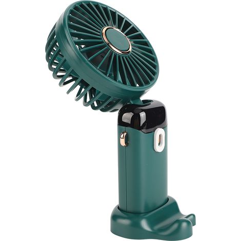Mini ventilateur portable en ABS avec affichage numérique, chargement USB, pliable et avec cordon, idéal pour le bureau et l'extérieur (vert). (1/5)