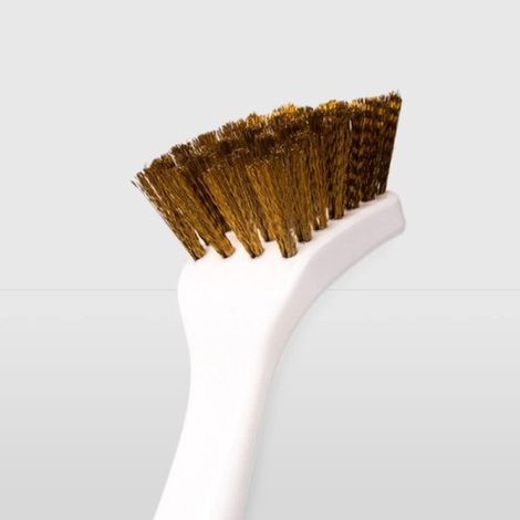 Spazzola per griglia in ottone, pratica e robusta, per la pulizia di griglie e padelle. (1/4)