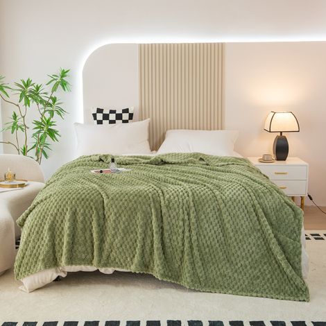 Plaid Couverture Polaire 150x200cm, Plaid Canape Jeté de Canapé, Couverture Canape Lit Microfibre Confortable Chaud et Doux, vert