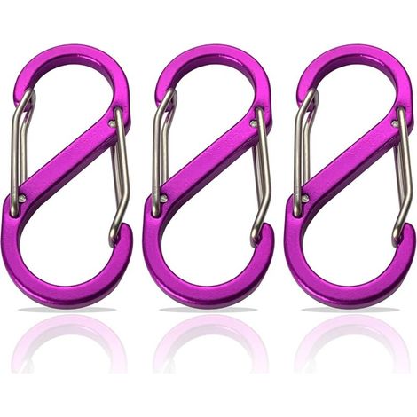 Set mit 3 doppelt zu öffnenden S-förmigen Karabinern, Mini-Karabiner, Karabiner (1/4)
