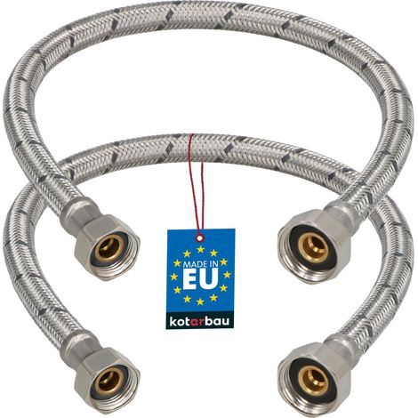 KOTARBAU® Lot de 2 Flexible Robinet 1/2"x3/8" - Tuyau Robinet 50cm - Acier Inoxydable - Rallonge Robinet Cuisine Flexible - Tuyau Robinet Cuisine Flexible - Tuyau Flexible Plomberie - Argent (1/4)