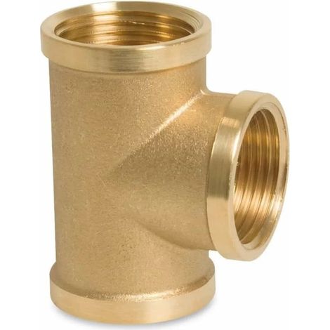 Té en Laiton 3/8" Femelle : Raccord Fileté Durable pour Plomberie (1/3)