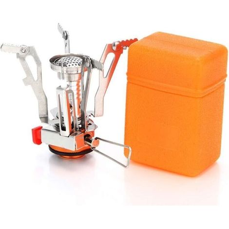 Réchaud de camping portable avec allumage piézoélectrique et support stable, idéal pour la cuisine en plein air et le camping. (1/5)