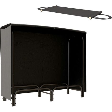 Rangement à Bois de Chauffage avec Housse Imperméable Toile Oxford, Métal Noir, 120x36x99 cm - Pour Jardin et Terrasse (1/5)
