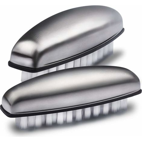 Cepillo de limpieza 2 en 1 con jabón de acero inoxidable antiolor y cepillo de uñas de nailon, duradero y ergonómico. (1/4)