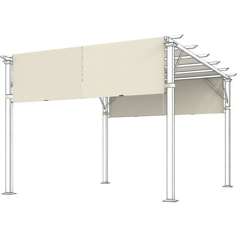 Toit de remplacement pour pergola 3x3m, toile de store terrasse imperméable UV, abri jardin crème