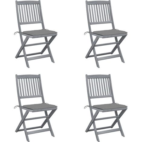 vidaXL Sedie da Giardino Pieghevoli 4pz con Cuscini in Massello