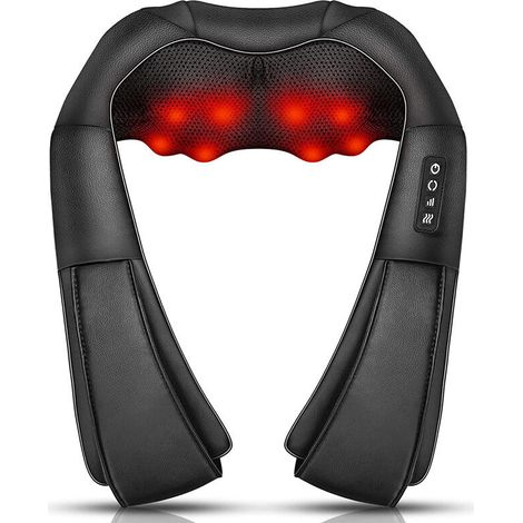 Masseur Cervical, Massage Dos et Cou Épaules avec Chauffage,Appareil de Massage Shiatsu Électrique avec Sac de Rangement,3D-rotation Vitesse Réglable, Cadeaux pour Meres Papa Femme Homme,Noir (1/5)