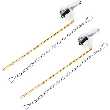 Levier de Poignée de Toilette en Métal Chaînes à Clapet, 2 Sets (1/5)