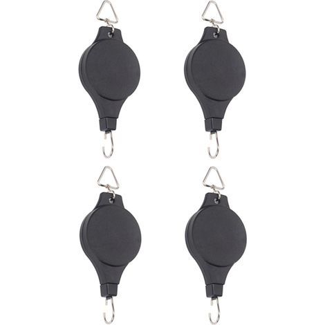 4 Pack Plant Hook Pulley, Retractable Plant Hanger Easy Reach Hanging Flower Basket for Garden Baskets Pots and Birds Feeder Hang High up and Pull Down to Water Or Feed (1/5)