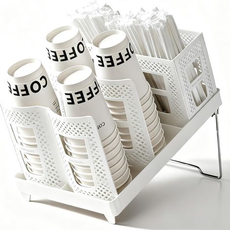 1 Distributeur de gobelets, design gradué, panier à pailles intégré, support pliable, pour bar et bureau (1/5)