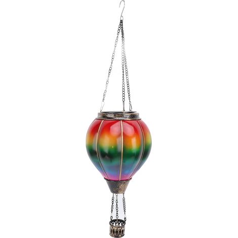 Ortviai Lanterne Solaire en Métal en Forme de Montgolfière – Modèle C, 15 x 52 cm, Lumière Chaude