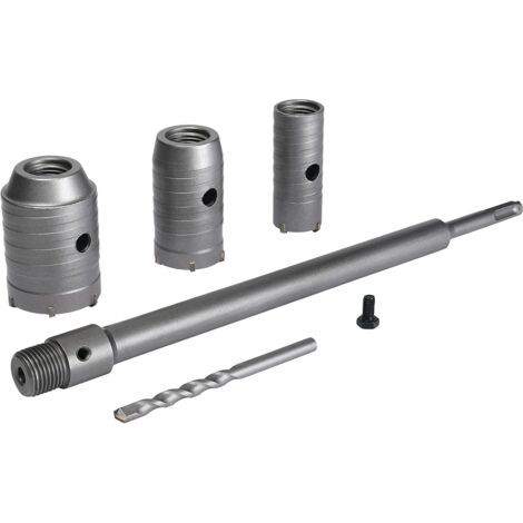 Scie à Cloche Trépan, Ø30mm, 40mm, 50mm Set de Scies Cloches , Trépan Béton 350 mm SDS Plus Tige d'Extension Pointe en Carbure de Tungstène,Scie Cloche pour Brique Pierre Béton Ciment (1/5)