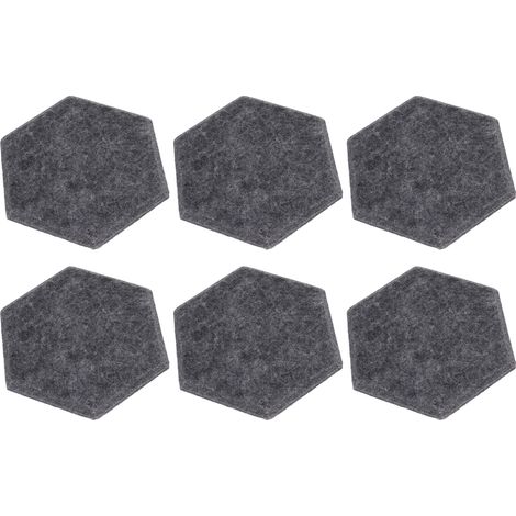 Lot de 12 panneaux acoustiques hexagonaux haute densité, insonorisants et à bords biseautés, 14 x 12 x 7 cm, gris foncé (1/5)
