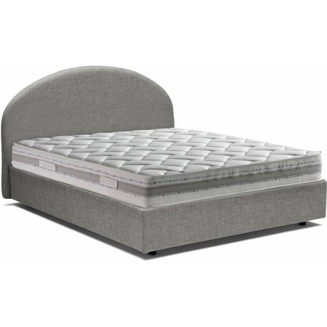 Dmora - Cama de plaza y media Dbogda, Cama contenedor con revestimiento de tela, 100% Made in Italy, Apertura frontal, con colchón Cm 120x190 incluido, Gris