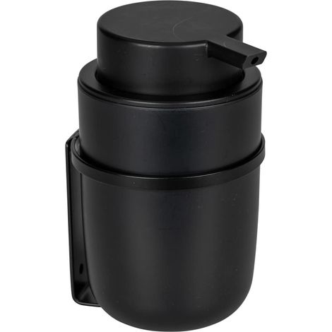 WENKO Dispenser per sapone Turbo-Loc® Carpino Nero, installazione senza foratura, nero, polistirolo nero, plastica (ABS) nera, metallo nero (1/5)