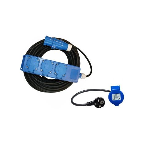 Pack HABA Rallonge Multiprise 20 Mètres + ANTARION Adaptateur Femelle P17 230V Camping-Car (1/3)