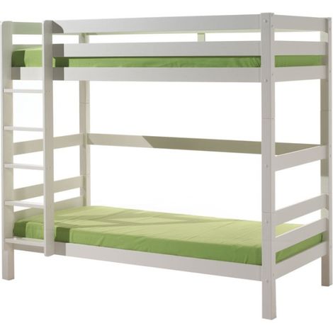 Lit Enfant Superposé Haut "Pino" 90x200cm Blanc