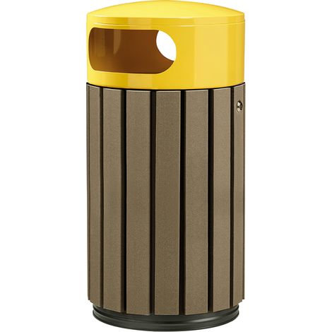 Corbeille à poser ou à fixer Zeno Brik - 40l - PolyAI marron / jaune colza - RAL 1021 (1/3)
