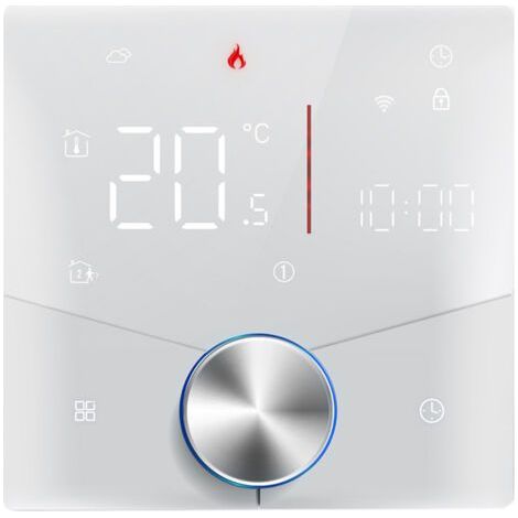 Termostato intelligente Tuya WiFi, controllo vocale, pulsante digitale per l'impostazione settimanale della temperatura con colore di illuminazione variabile per riscaldamento elettrico, compatibile c (1/5)
