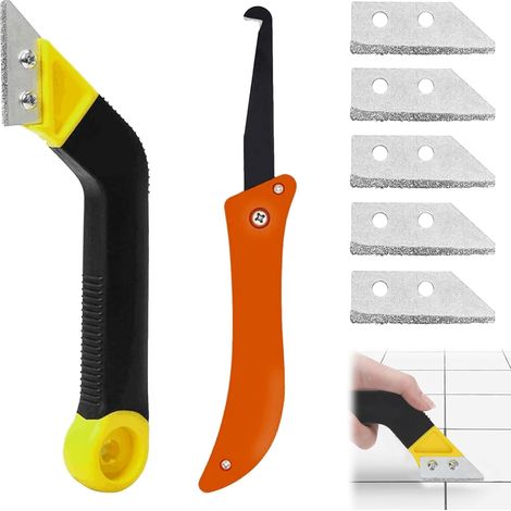 Grattoir Joint Carrelage,5 Couteaux De Rechange Grattoir à Joints,Grattoir A Dejointer Carrelage Costume,Gratte Joint Carrelage,Grattoir Joint De Carrelage pour Carrelage,Cuisine,Salle de bain (1/5)