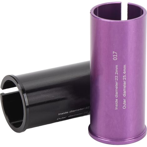 Lot de 2 réducteurs de tige de selle en alliage d'aluminium, adaptateurs pour tube à diamètre variable, pour VTT et vélo de route (22,2-25,4 mm). (1/5)