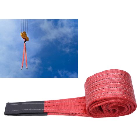 Élingue de levage plate en polyester à boucle double œillet rouge 5T 4M pour grues industrielles (1/5)
