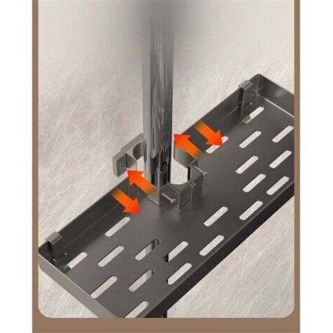 Étagère de Douche Sans Perçage, Porte-Savon Aluminium avec Plateau pour Gel Douche, Installation Facile, Convient aux Tubes de 22-25mm (1/4)