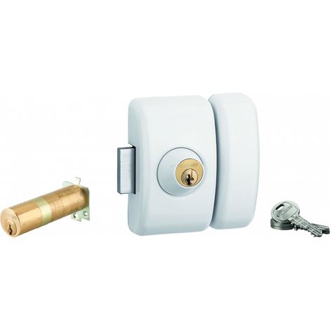 THIRARD - Verrou double entrée Universel ajustable pour entrée, HG 5, dim. cylindre de 35 à 80mm, acier, 5 clés, epoxy blanc - THIRARD (1/5)