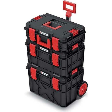 Set di 3 cassette per attrezzi 3en1 con rotelle per officina, resistenti alla polvere e all'acqua, in plastica, 546 x 380 x 870 mm
