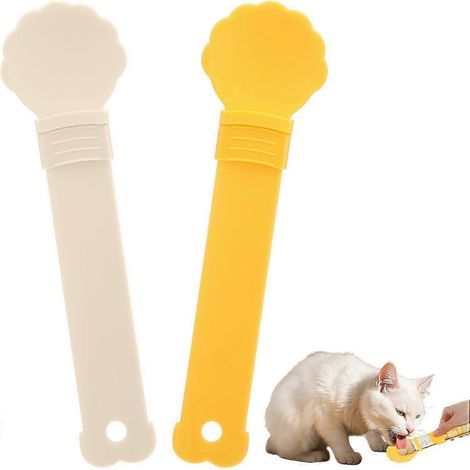 Lot de 2 distributeurs de nourriture pour chatons. cuillère à presser pour aliments humides et friandises liquides. distributeur de purée à lécher pour chats. cuillère coulissante pour nourrir les ani (1/5)