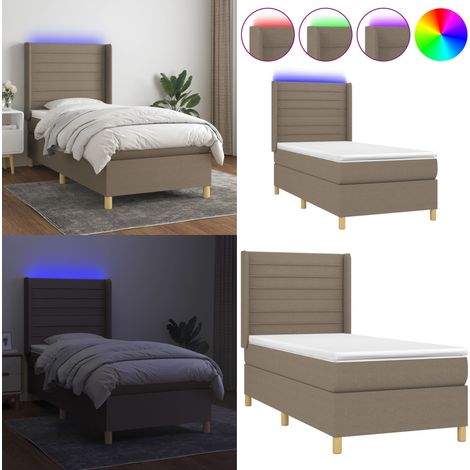 Boxspringbett mit Matratze & LED Taupe 80x200 cm Stoff - Boxspringbett - Doppelbett - Schlafsofa - Lattenrost - Bettrahmen - Home & Living (1/5)