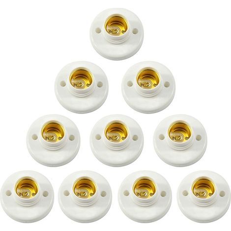E27 Support De Lampe, Douille a Vis Murale,Adaptateur de Convertisseur de Base d'ampoule LED, pour Ampoule E27 Douille à vis Ronde en Plastique 10PCS (1/5)