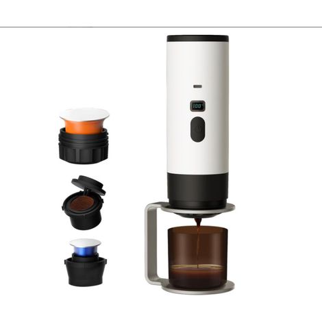 Mini machine à café pour les déplacements,machine à expresso portable,compatible avec capsules et café moulu pour les déplacements ou le camping,cadeaux de camping (1/5)