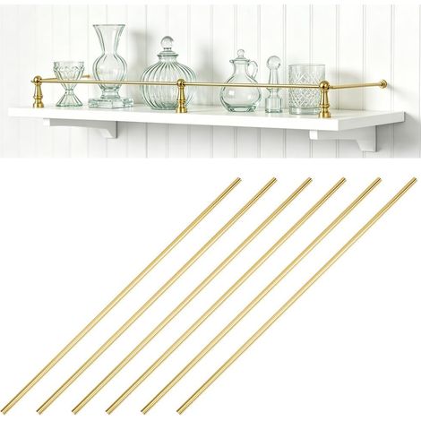 6pcs Shelf Rails for Shelves Decorative Metal Body Guard Rail 5mm Diameter 30cm Aluminum Alloy Golden Round Rod for Glass Showcase (1/5)