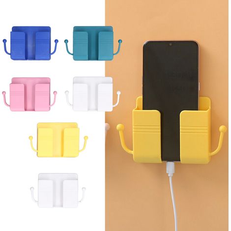 Boîte/étagère de rangement murale autocollante pour téléphones, chargeurs, télécommandes, sans perçage, colorée. (1/5)