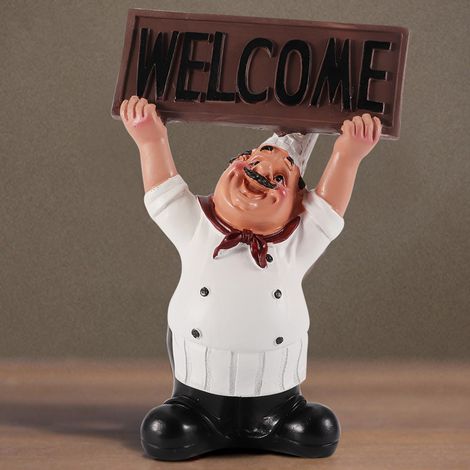 Figurines de chef en résine, ornement, statue, modèle, artisanat, décoration, bar, café (2) (1/5)