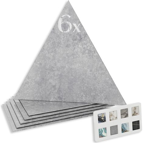 HEXIM Marmorplatten Optik Dreieck Set 6 Stück SPC Dekor Fliesen innen außen: 8235, 6 Stück