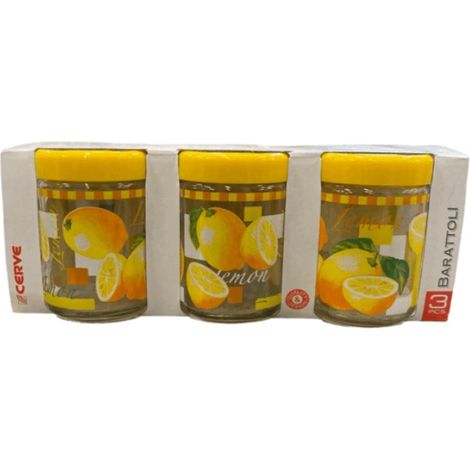 CERVE - SET 3 BARATTOLI IN VETRO DECORAZIONI LIMONI DIAM. 10CM