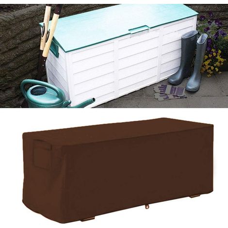 Housse de Protection pour Coffre de Rangement Extérieur, Imperméable et Robuste, 123 x 62 x 55 cm, Café (1/5)