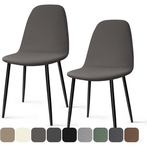 Housses de chaise scandinaves, lot de 2, adaptées aux chaises de salle à manger, lavables, en tissu élastique, pour le salon, la cuisine et les chambres d'hôtel, noires (1/5)