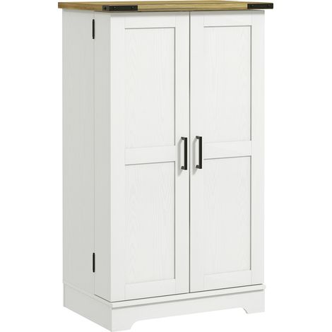 Armoire de cuisine avec 2 portes 16 étagères réglables 60x40x104 cm Crème