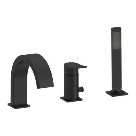 Mitigeur bain 3 trous noir mat avec bec cascade Paffoni TILT TI040NO  Noir mat